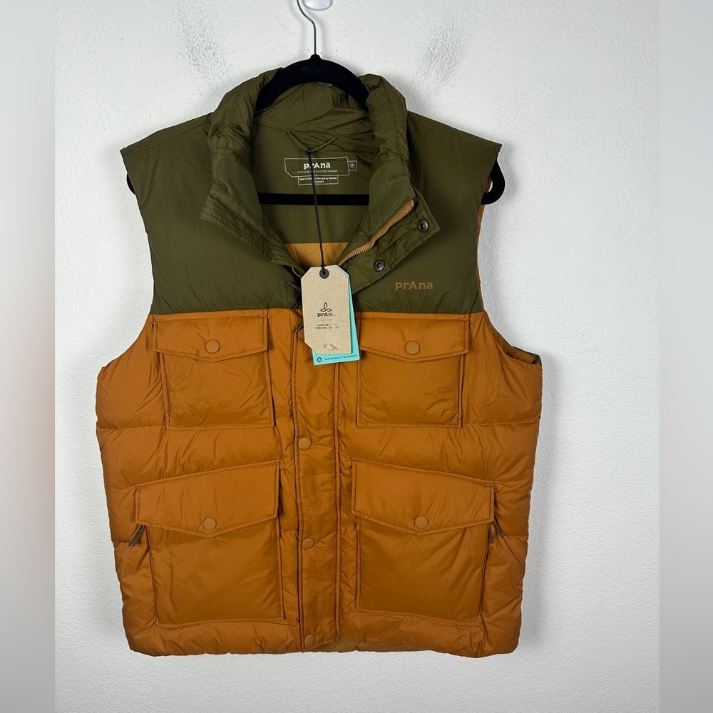 prAna by Columbia Timber Trail Down Puffer Vest Peat Men’s Large Colorblock NWT